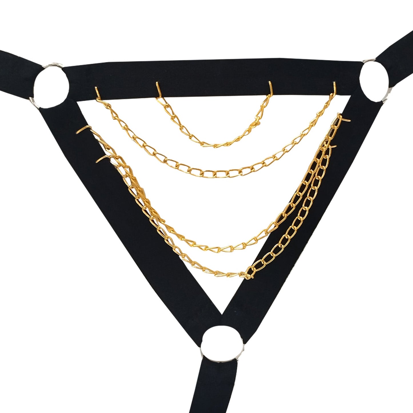 Hot Sexy Golden Chain Black Teddy Bikini With Adjustable Rings