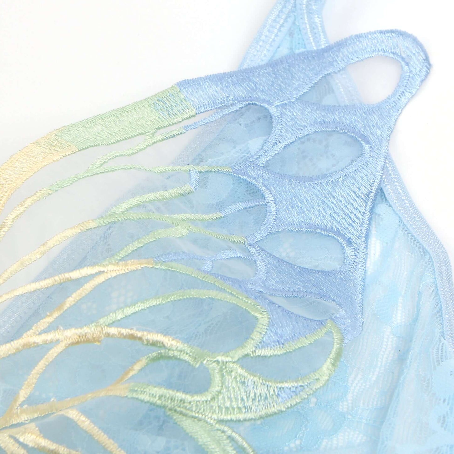 Blue Lace Transparent Sexy Butterfly Bodysuit