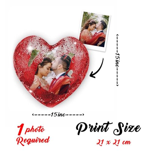 Customized Couple Sequin Heart Pillow