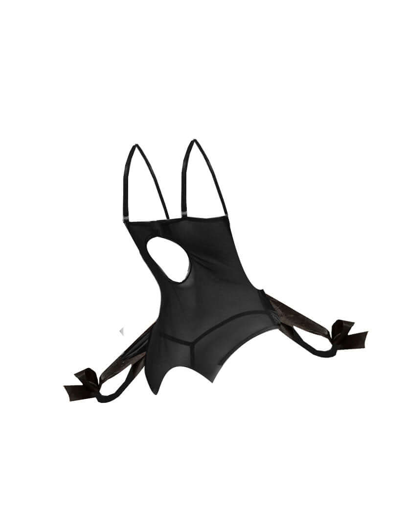 Black Faux Leather Teddy One piece Night dress