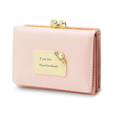 Women’s Pink PU Leather Short Wallet | Compact Ladies Purse with Multiple Card Slots & Secure Loop Closure