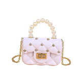 Women’s Mini Shoulder Bag – Chic PVC Pouch with Chain Strap for Travel, Parties & Daily Use – White