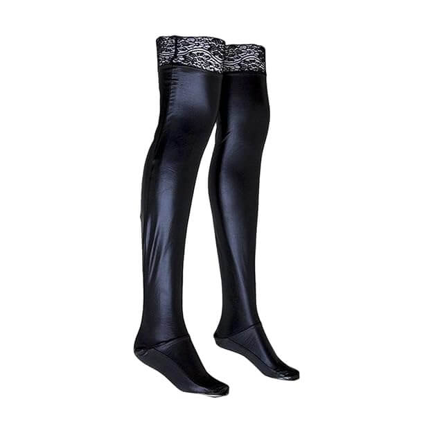 Black Faux Leather Shine Stockings