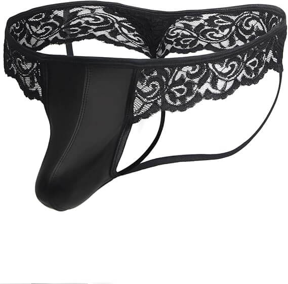 Men's Lace and Faux Leather Underwear
