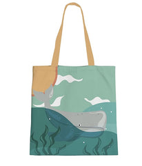 Ocean Theme Cotton Tote Bag for Women | Eco-Friendly Reusable Shopping & Beach Bag | Underwater Turtle Print Tote | Sustainable Gift for Ocean Lovers (16x15 inch)
