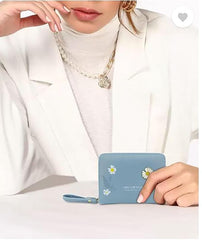 Women’s Small Wallet – Genuine Leather Credit Card Holder with Zipper Coin Purse & RFID Security (Blue)