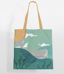 Ocean Theme Cotton Tote Bag for Women | Eco-Friendly Reusable Shopping & Beach Bag | Underwater Turtle Print Tote | Sustainable Gift for Ocean Lovers (16x15 inch)