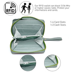 Women’s Small Wallet – Genuine Leather Credit Card Holder with Zipper Coin Purse & RFID Security (Blue)