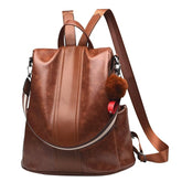 Women’s PU Leather Anti-Theft Backpack – Waterproof Travel Daypack with Shoulder Strap & Multi-Pocket Storage