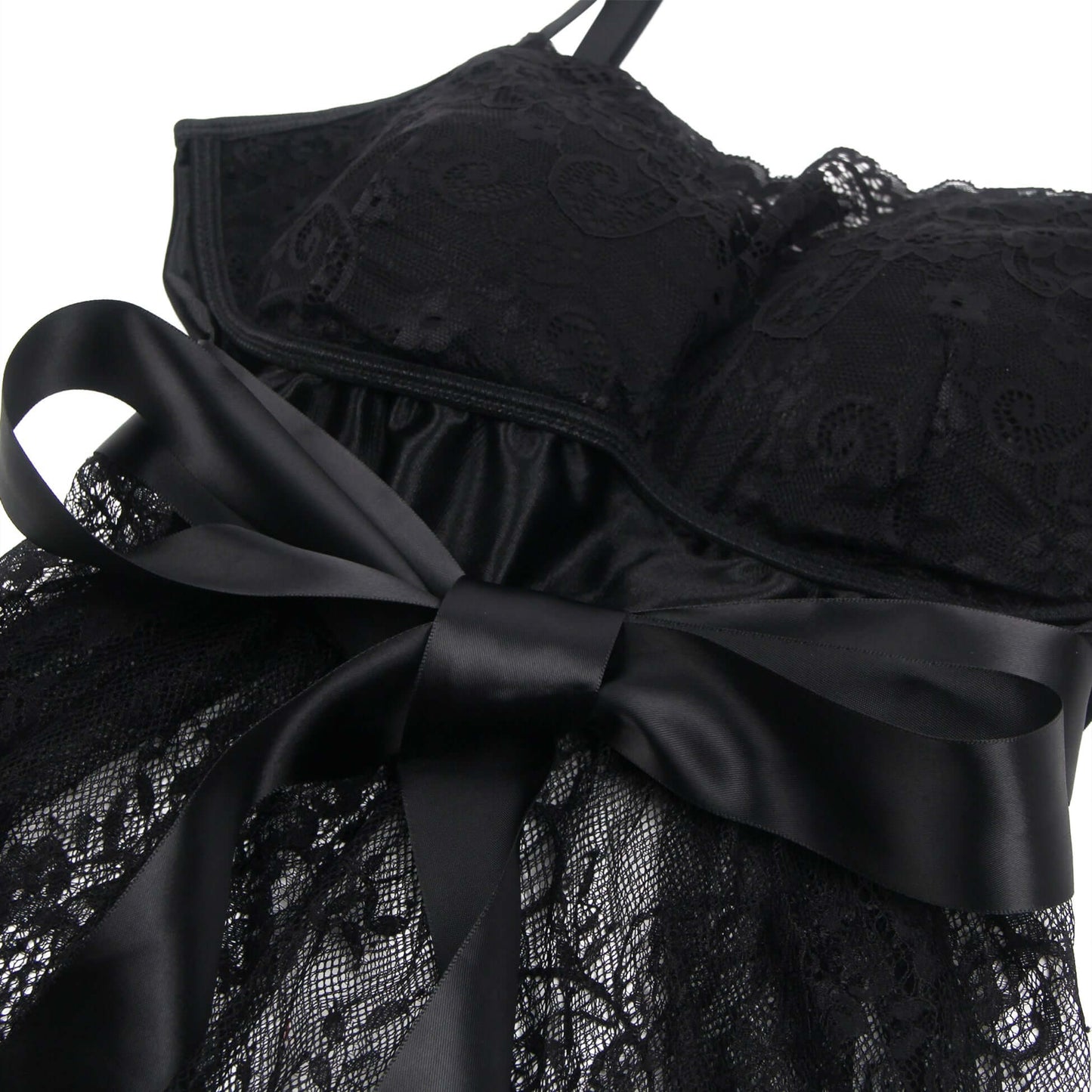 Black Eyelash Lace Transparent Babydoll Sexy Lingerie