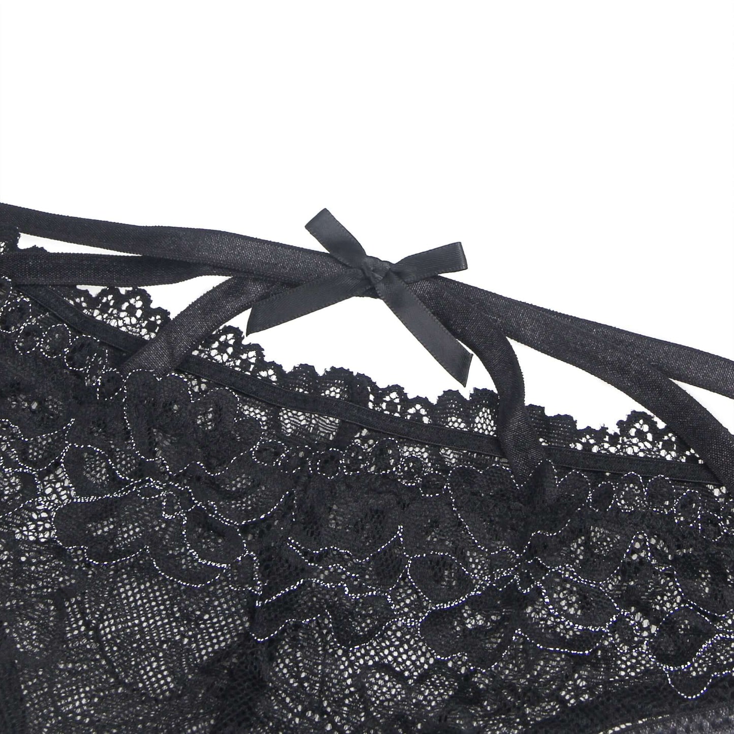 Black Lace Cross-Strap Women’s Sheer Panty