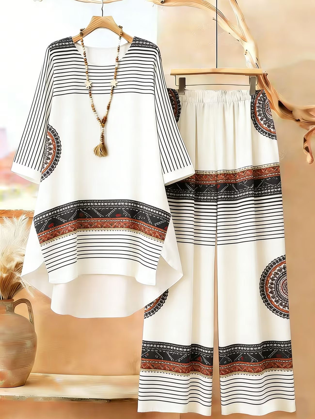 Elegant Botanical Print 2-Piece Women’s Co-Ord Set