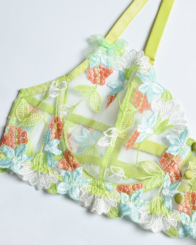 Blooming Charm Three-Piece Lace Lingerie