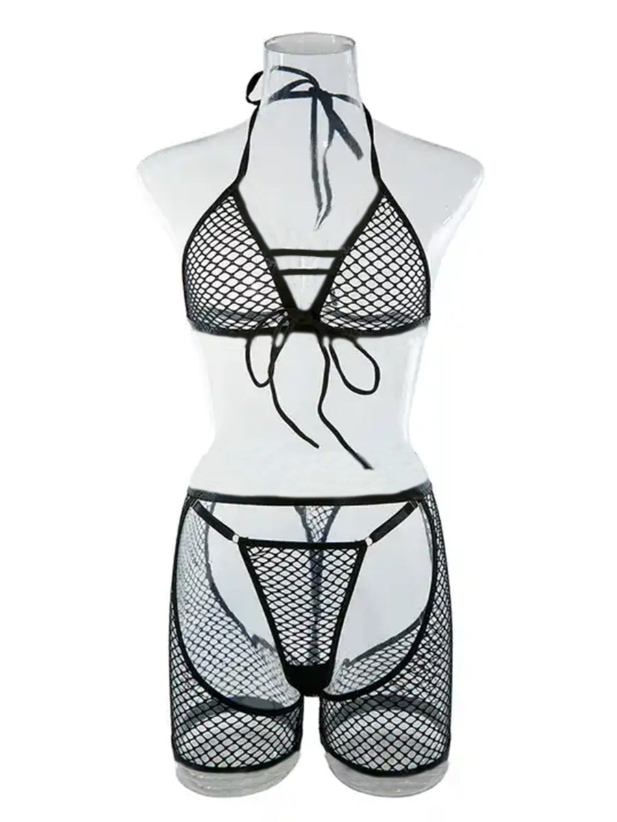 Enticing Hot & Sexy Net Teddy With Rings