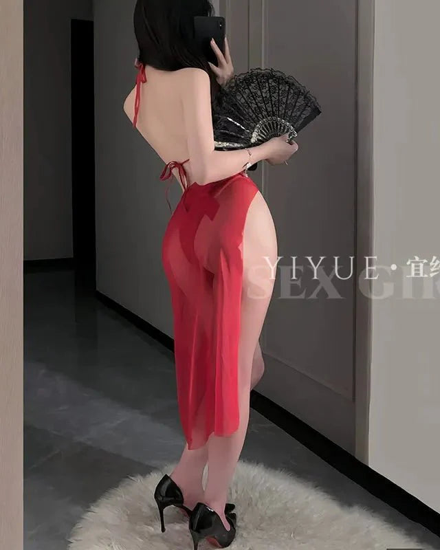 Heat Check Sheer Rose Halter Lingerie