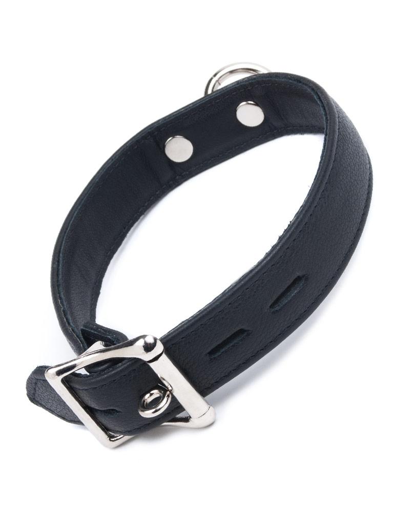 Gothic Leather Choker Ring Collar