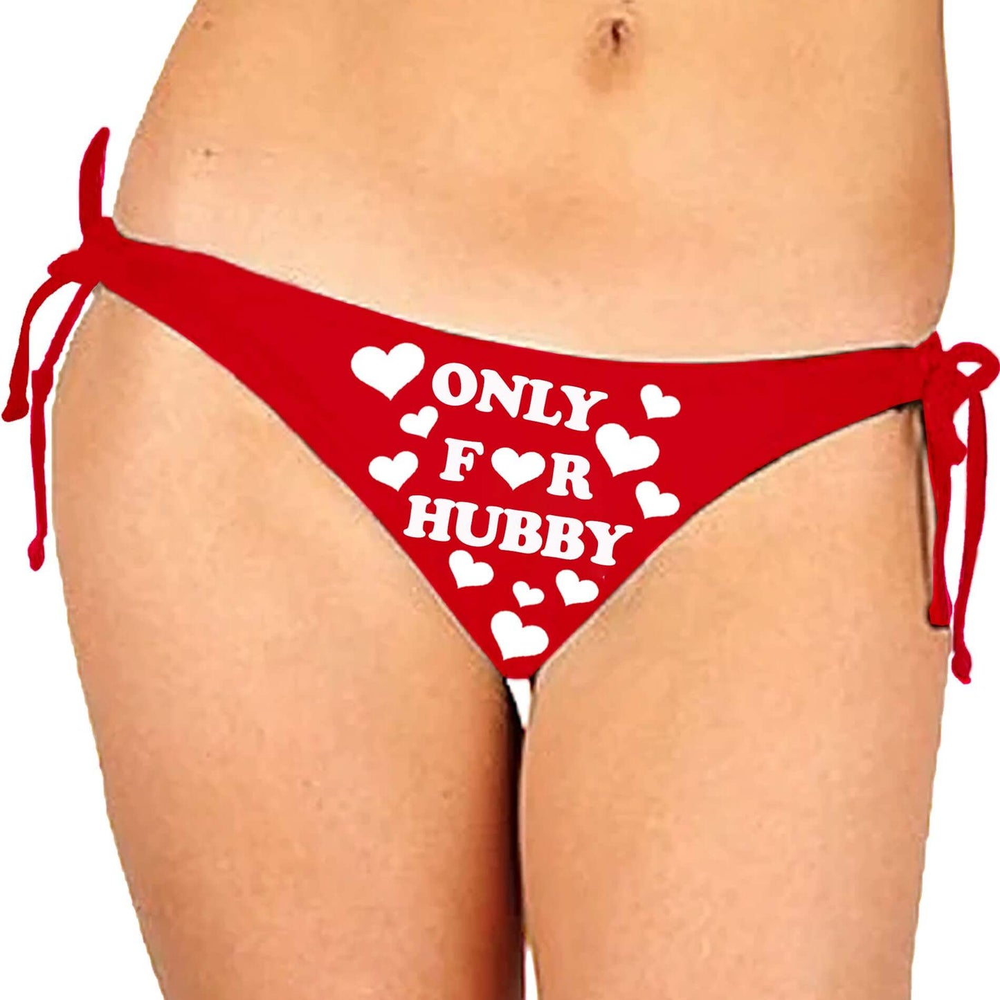 Glow-in-the-Dark Red Satin Panty – Only for Hubby Print & Heart Design
