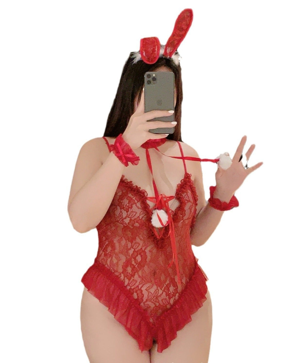 Fluffy & Fierce Plus-Size Lace Bunny Lingerie Set