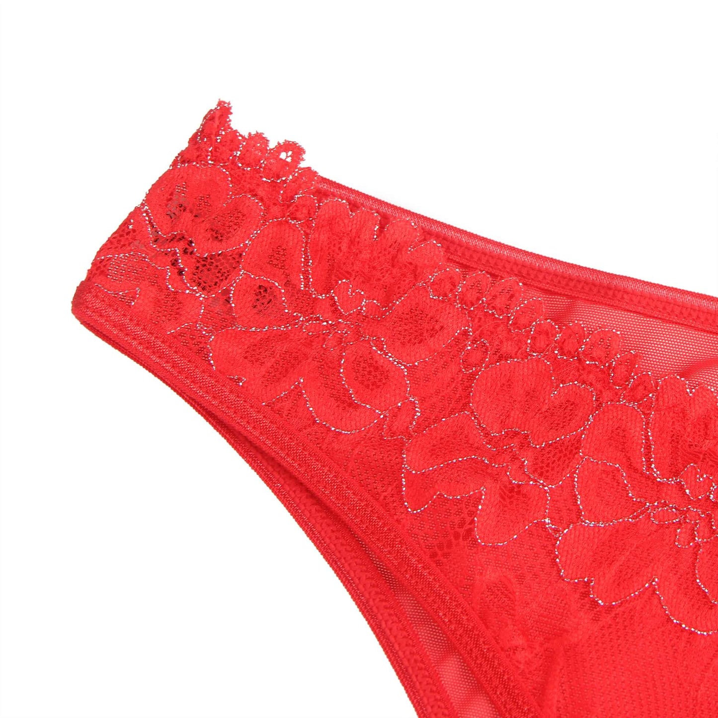 Red Lace Low-Waist Women’s Panty with Thin Straps
