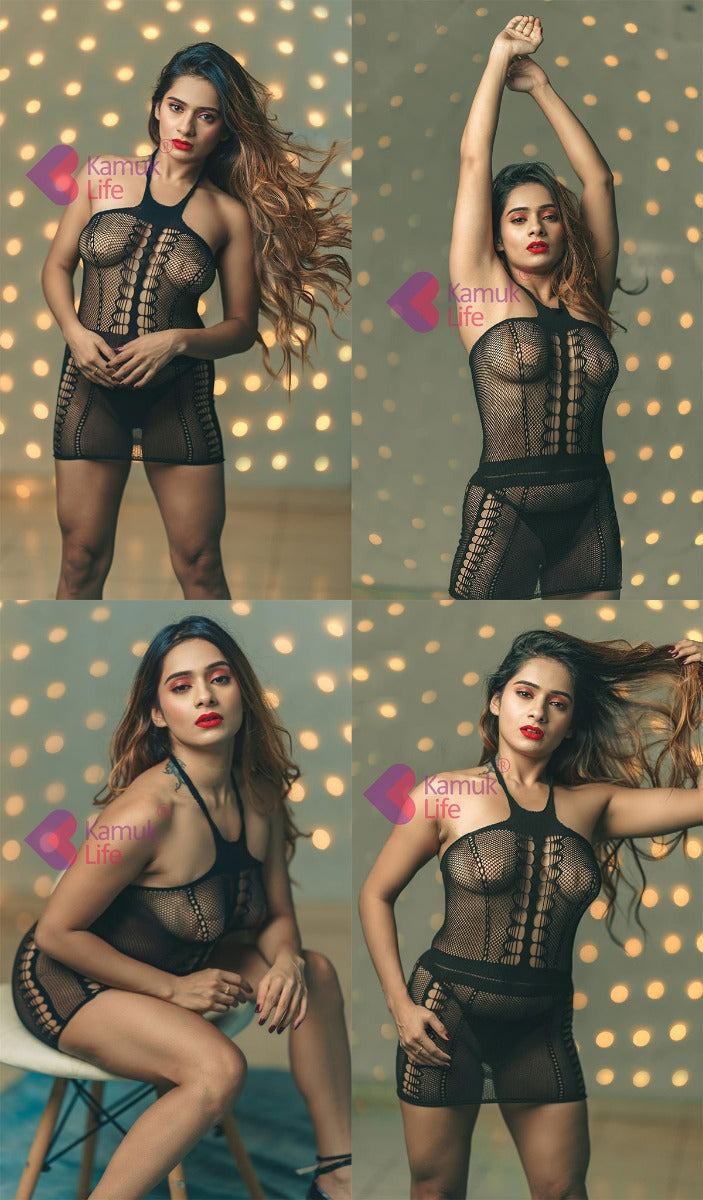 Sexy Black Sheer Fishnet Babydoll Body Stocking