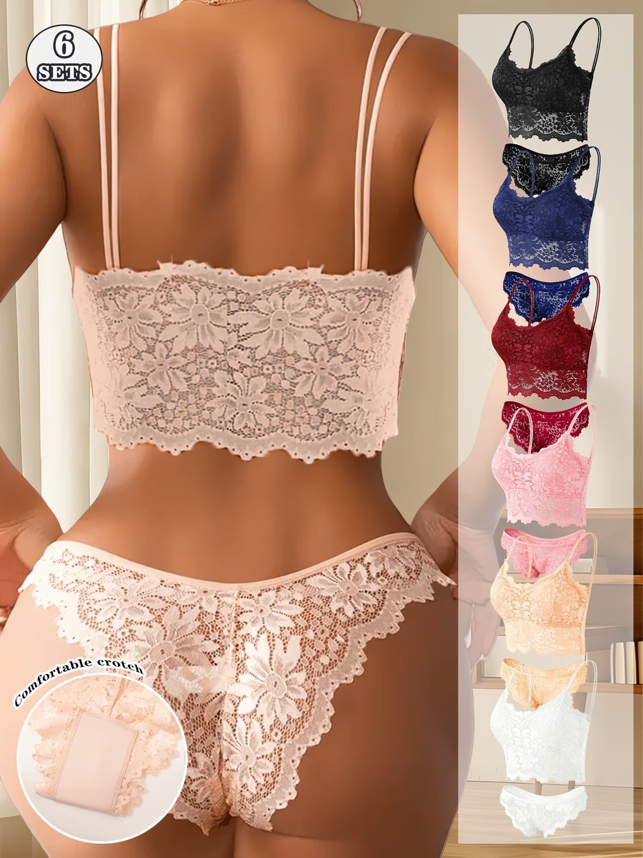 Pack of 6 Women’s Lace Lingerie Set