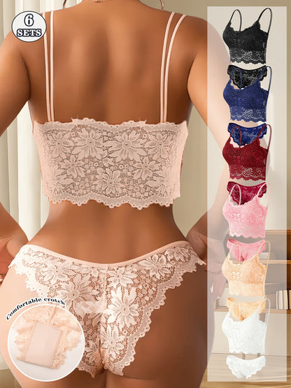 Pack of 6 Women’s Lace Lingerie Set