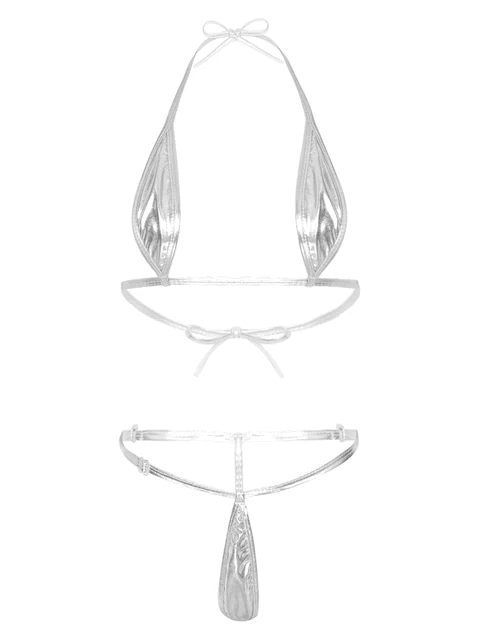 Metallic Silver Micro Bikini Set