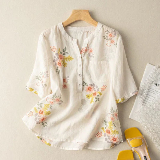Women’s Digital Floral Print Pure Cotton Casual Top