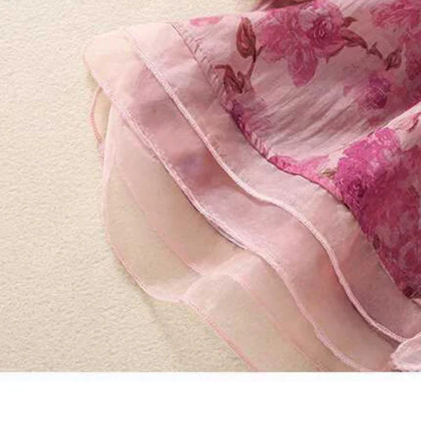 Women’s Floral Print Cotton Shirt with Organza Cuff Detail