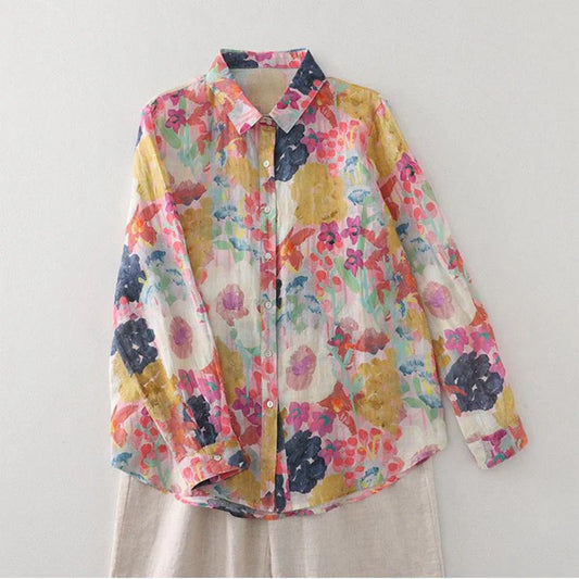 Women’s Pure Cotton Printed Casual Shirt with Full Sleeves