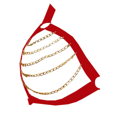 Hot Sexy Golden Chain Red Teddy Bikini With Adjustable Rings