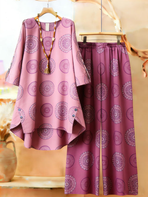 Elegant Botanical Print 2-Piece Women’s Co-Ord Set