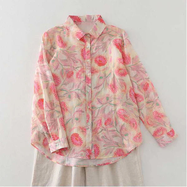 Women’s Pure Cotton Printed Casual Shirt with Full Sleeves