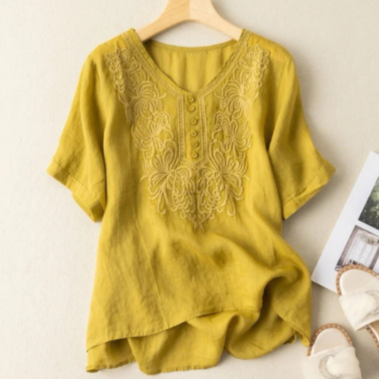 Women’s Soft Cotton Embroidered Casual Top