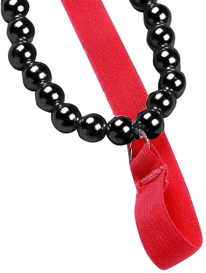Twin Red-Black pearl beaded Thong