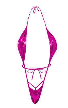 Pink Faux Leather Micro Bikini