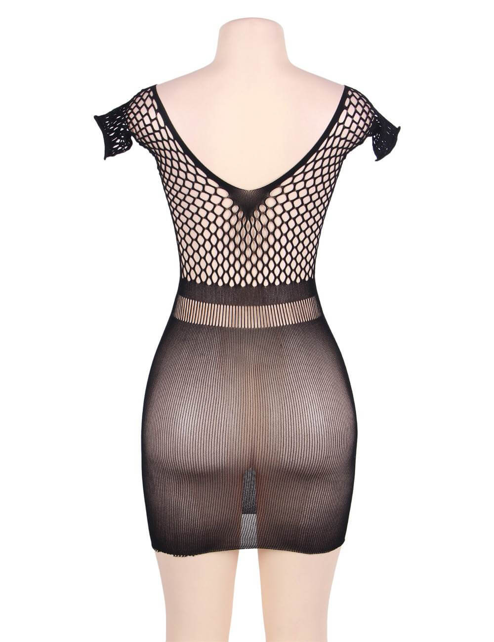 Plus Size Crotchet Mesh Hollow-out Mini Chemise Dress