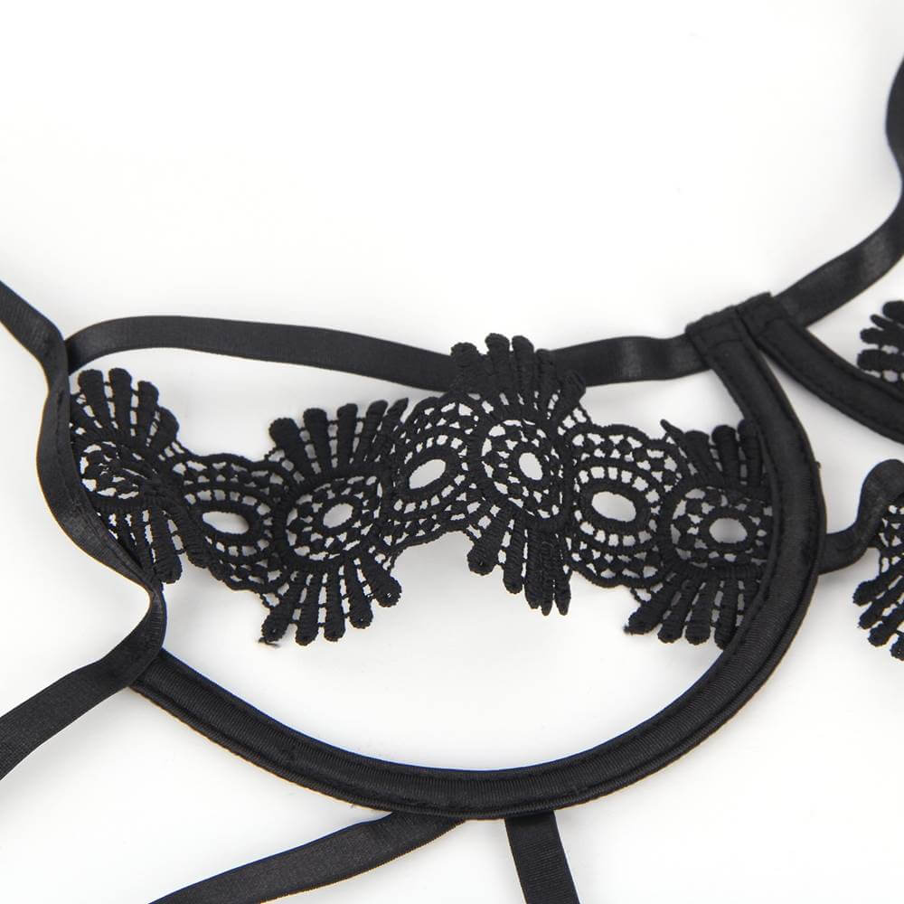 Floral Hollow-Out Black Teddy