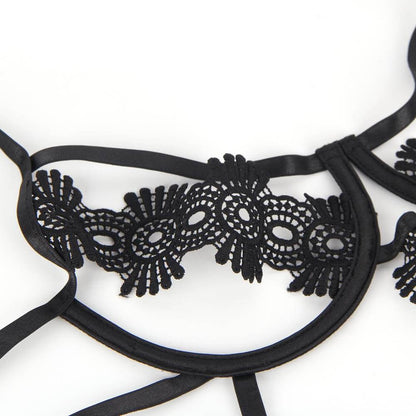 Floral Hollow-Out Black Teddy