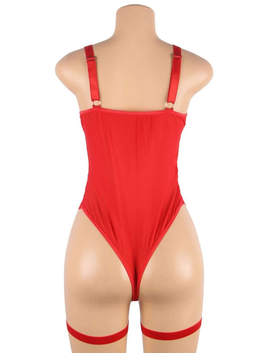Sexy Red Lace Garter Leg Ring Teddy