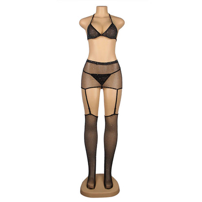 Black Diamond Fishnet Bodystocking with Gloves