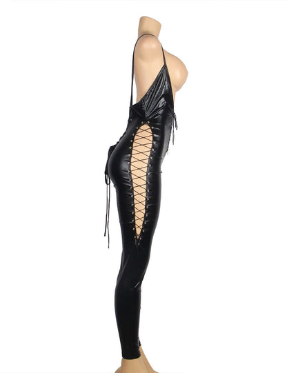 Shiny Two-Way Zipper Catsuit