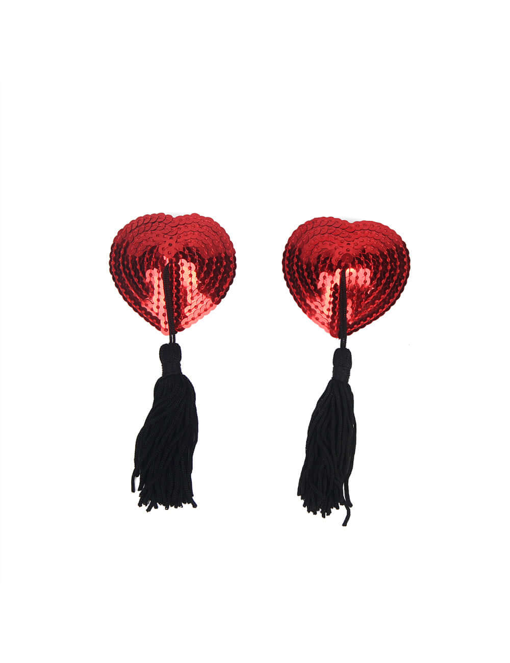 Red Sequin Nipple Covers with Black Tassels