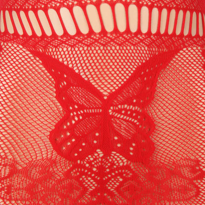 Sexy Transparent Red Fluffy Christmas Bodystocking Lingerie