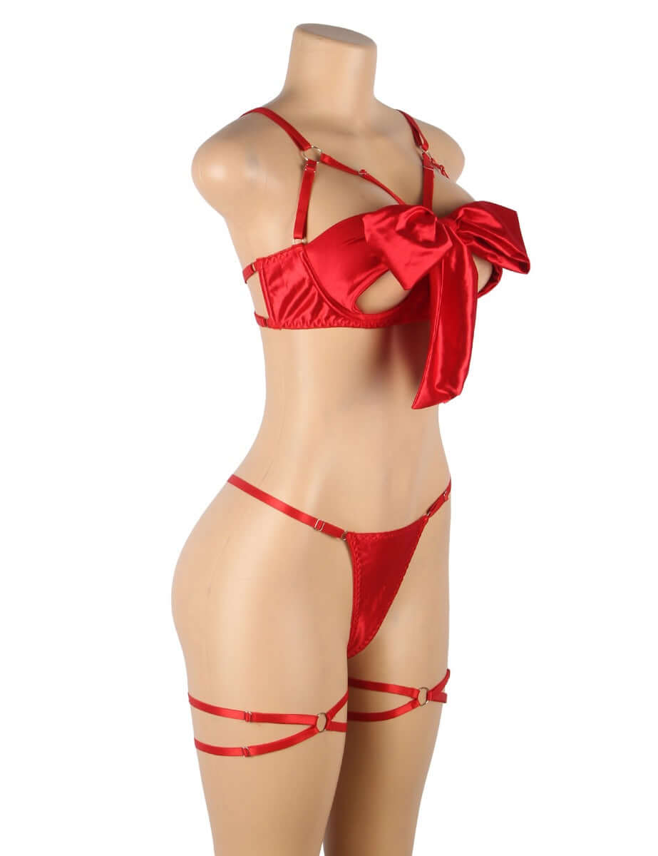 Openable Bow Sexy Bra Set