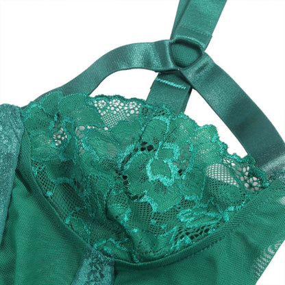 Sexy Green Lace Garter Leg Ring Teddy