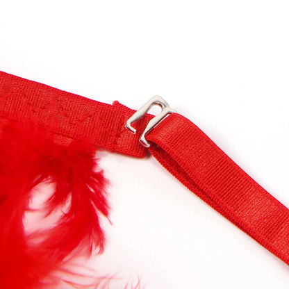 Red Feather Lace Sexy Bra Set