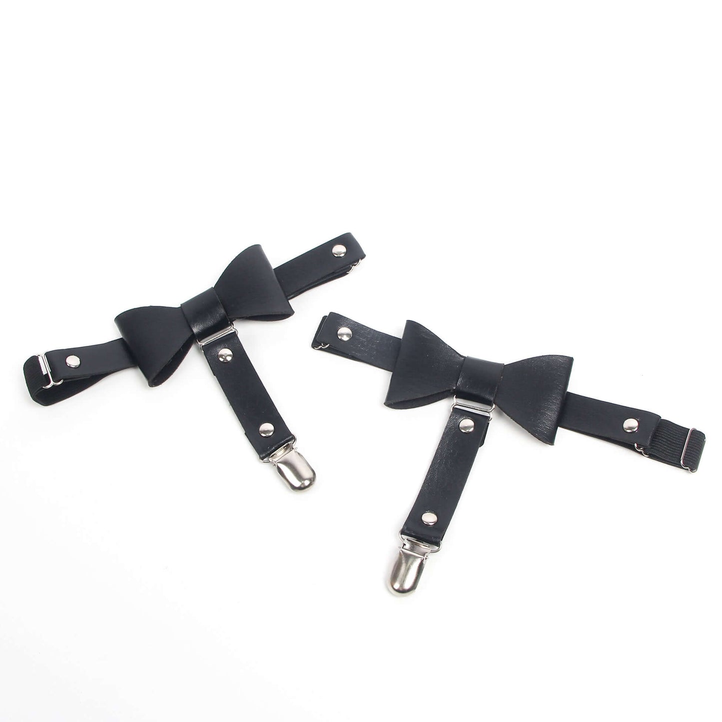 Black Adjustable Leg Garter Straps with Bow Accent