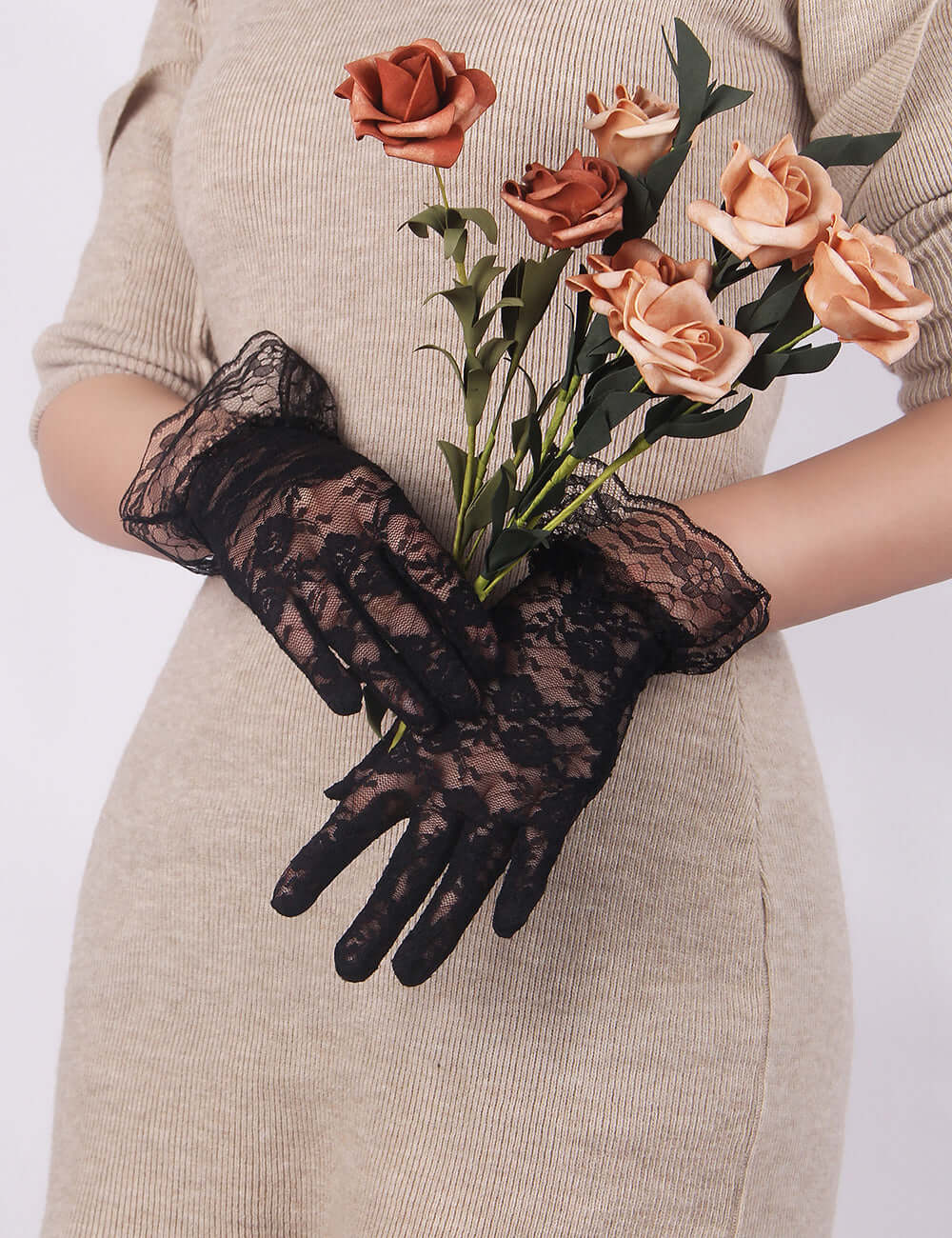 Sheer Black Lace Gloves