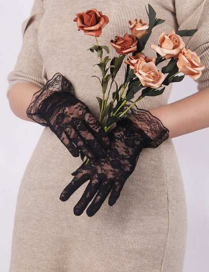 Sheer Black Lace Gloves